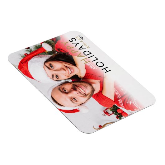 Moderne Eenvoudige Koppels Foto Kerstvakantie Magneet (Rechterzijde)