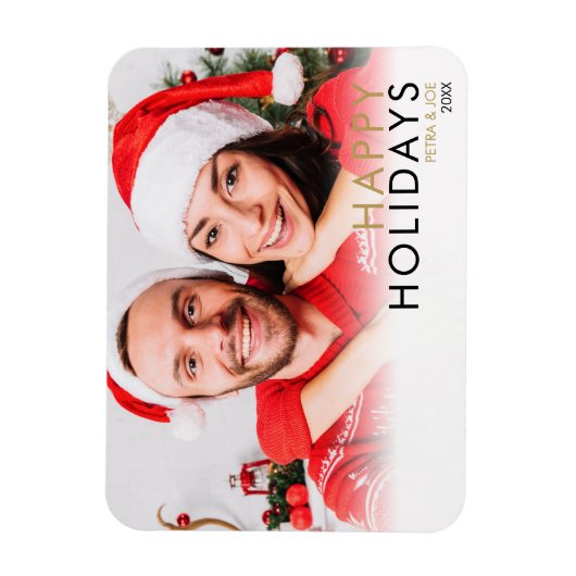 Moderne Eenvoudige Koppels Foto Kerstvakantie Magneet (Verticaal)