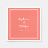 Moderne, eenvoudige Koraalbruine bruiloft Servet (Voorkant)