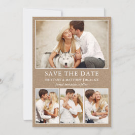 Moderne, eenvoudige Kraft 4-foto's Save The Date