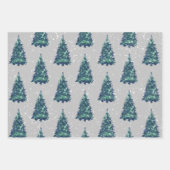 Moderne eenvoudige Kraft Snowy Green-kerstbomen Inpakpapier Vel (Voorkant 3)