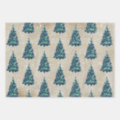 Moderne eenvoudige Kraft Snowy Green-kerstbomen Inpakpapier Vel (Voorkant 2)