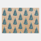 Moderne eenvoudige Kraft Snowy Green-kerstbomen Inpakpapier Vel (Voorkant)
