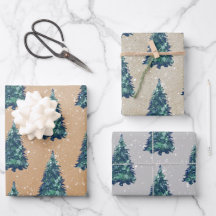 Moderne eenvoudige Kraft Snowy Green-kerstbomen