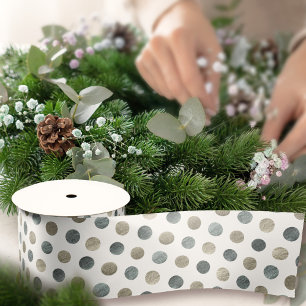 Moderne eenvoudige Latijnse zilverpolaire dots Satijnen Lint