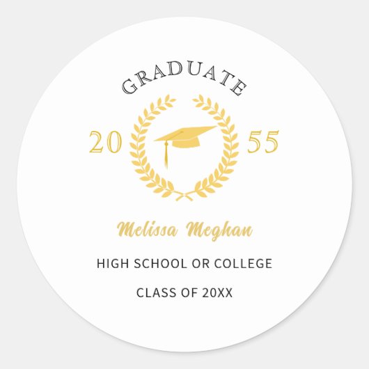 Moderne Eenvoudige Laurel Krans Gouden Pet Party F Ronde Sticker (Voorkant)