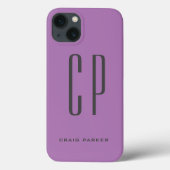 Moderne eenvoudige lavendel voor monogram Case-Mate iPhone case (Achterkant)