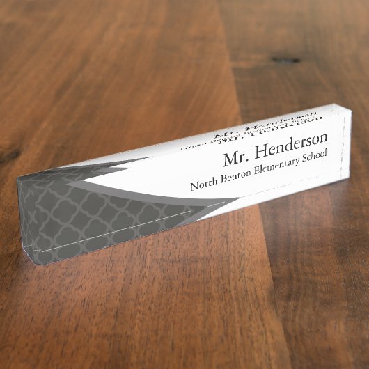 Moderne eenvoudige leraar naambordje (Zijkant)