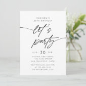 Moderne eenvoudige Let's Party Script verjaardag Kaart (Staand voorkant)