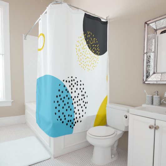 Moderne, eenvoudige, leuke, memphis stijl geometri douchegordijn (In situ)
