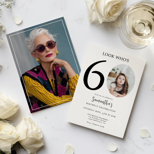 Moderne Eenvoudige Leuke Zwart Wit 60ste Verjaarda Kaart