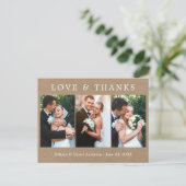 Moderne Eenvoudige Liefde Dank 3 Foto Trouw Kraft Briefkaart (Staand voorkant)