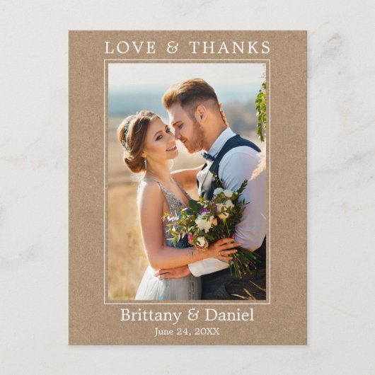 Moderne Eenvoudige Liefde Dank Foto Trouw Kraft Briefkaart (Voorkant)