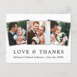 Moderne Eenvoudige Liefde Dank Huwelijk 3 Foto Briefkaart