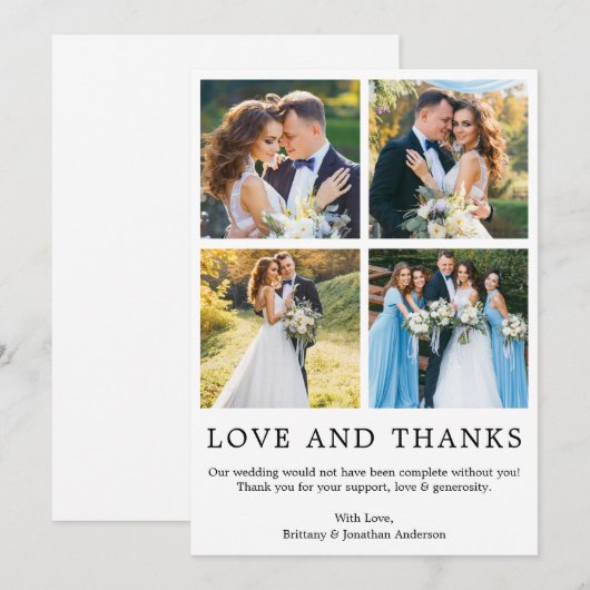 Moderne, eenvoudige liefde en Bedankt 4 Foto (Voorkant / Achterkant)