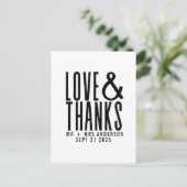 Moderne Eenvoudige liefde en Bedankt Bedankt voor  Briefkaart (Staand voorkant)