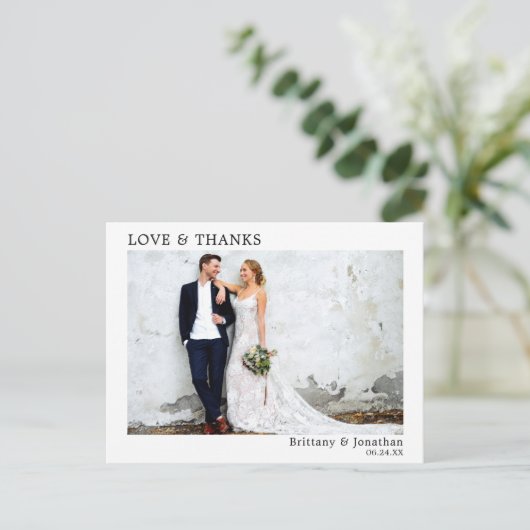 Moderne, eenvoudige liefde en Bedankt bruiloft Briefkaart (Staand voorkant)