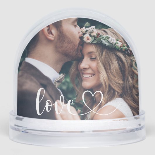 Moderne Eenvoudige Liefde Script Foto Sneeuwbol (Voorkant)