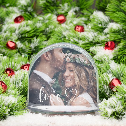 Moderne Eenvoudige Liefde Script Foto Sneeuwbol (Kerstmis)