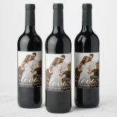 Moderne Eenvoudige Liefde Script Huwelijksfoto Fav Wijn Etiket (Flessen)