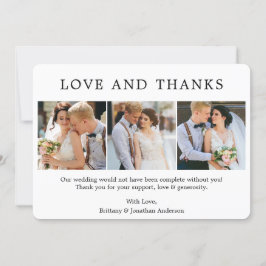 Moderne, eenvoudige liefdesfoto's 3 Foto's Bedankkaart