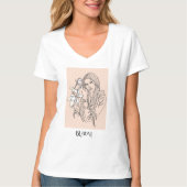 Moderne eenvoudige lijn Art Zwart, Boho Bohemian T-shirt (Voorkant)