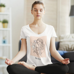 Moderne eenvoudige lijn Art Zwart, Boho Bohemian T-shirt