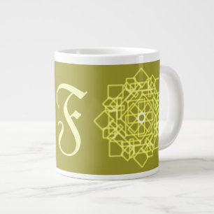 Moderne Eenvoudige lijn strepen bloemenmonogram na Grote Koffiekop