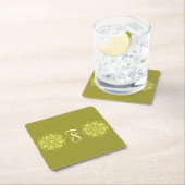 Moderne Eenvoudige lijn strepen bloemenmonogram na Kartonnen Onderzetters (Insitu)