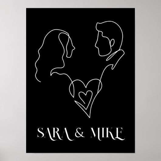 Moderne Eenvoudige lijn zwart-wit, boho chic Poster (Voorkant)