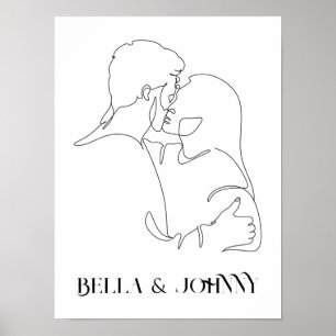 Moderne Eenvoudige lijn zwart-wit, boho chic Poster
