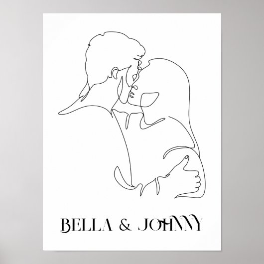 Moderne Eenvoudige lijn zwart-wit, boho chic Poster (Voorkant)