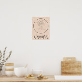 Moderne, eenvoudige lijn, zwart-wit, Boho Chic Poster (Keuken)
