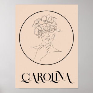 Moderne, eenvoudige lijn, zwart-wit, Boho Chic Poster