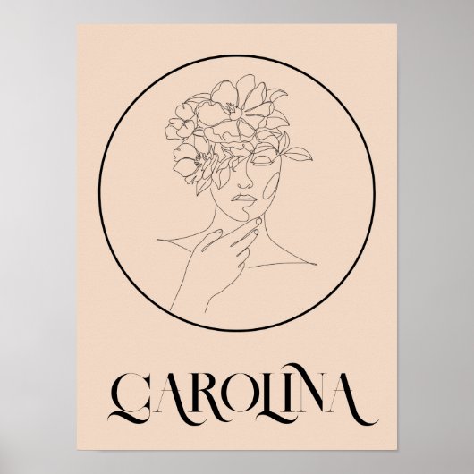 Moderne, eenvoudige lijn, zwart-wit, Boho Chic Poster (Voorkant)