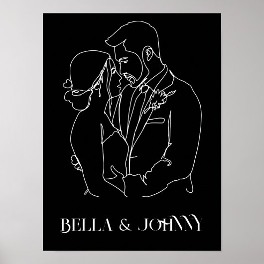 Moderne Eenvoudige lijn zwart-wit, boho chic Poster (Voorkant)