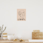 Moderne, eenvoudige lijn, zwart-wit, Boho Chic Poster (Keuken)