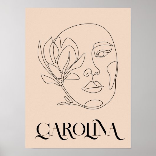 Moderne, eenvoudige lijn, zwart-wit, Boho Chic Poster (Voorkant)