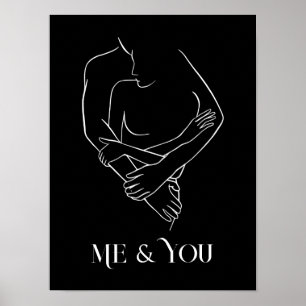 Moderne Eenvoudige lijn zwart-wit, boho chic Poster