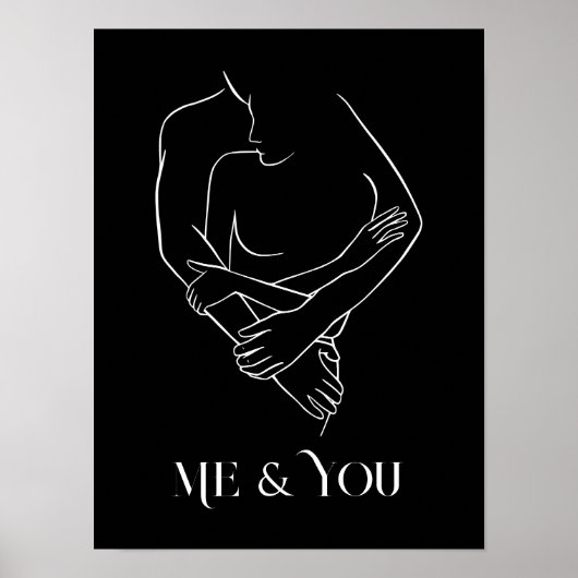 Moderne Eenvoudige lijn zwart-wit, boho chic Poster (Voorkant)