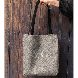 Moderne eenvoudige lijnen, monogrammen tote bag
