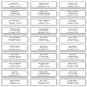 Moderne Eenvoudige Lijst Bruiloft Gast Namen Adres Sticker