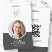 Moderne Eenvoudige Logo Fotonaam QR Code Medewerke Badge