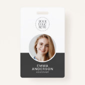 Moderne Eenvoudige Logo Fotonaam QR Code Medewerke Badge (Voorkant)