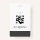 Moderne Eenvoudige Logo Fotonaam QR Code Medewerke Badge (Achterkant)