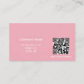 Moderne Eenvoudige Logo QR Code Blush Pink Visitekaartje (Achterkant)