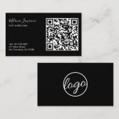 Moderne eenvoudige Logo QR-code zwart Visitekaartje (Voorkant / Achterkant)