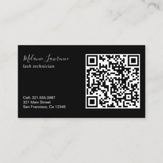 Moderne eenvoudige Logo QR-code zwart Visitekaartje (Voorkant)