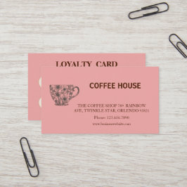 Moderne eenvoudige loyaliteitskaart voor koffiezaa visitekaartje