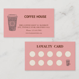 Moderne eenvoudige loyaliteitskaart voor koffiezaa visitekaartje